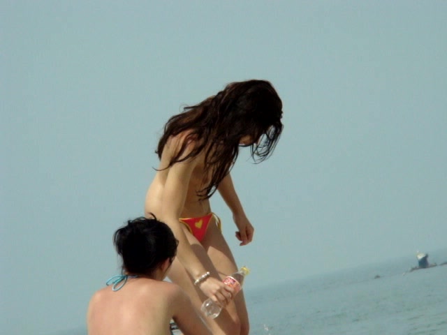 Candid beach bikini