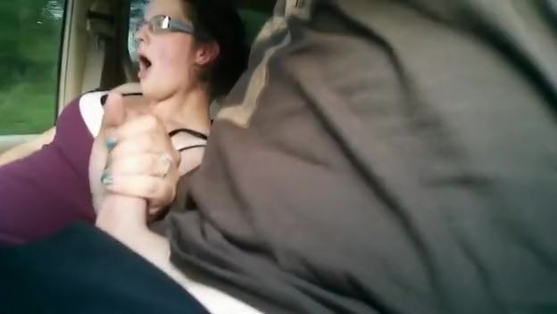 Toothless redneck chick jerks my dick, while cruising around.