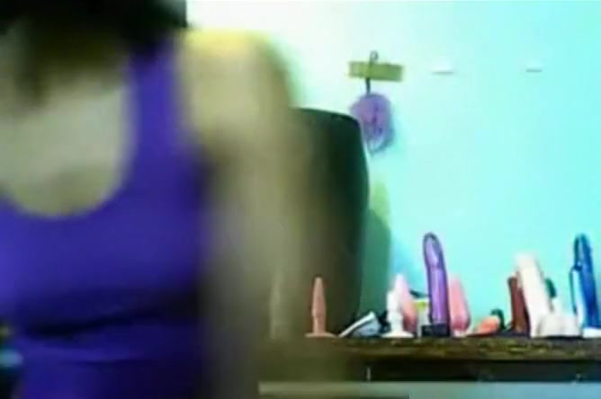 Ebony girl masturbates with a magic wand and dildo and gets creamy