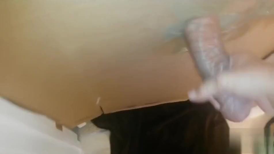 Wife giving big 10-Pounder a handjob at homemade gloryhole with spurting spunk fountain
