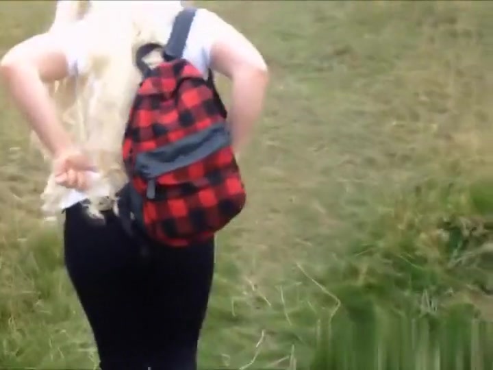 Hot blond striped for me in the woods