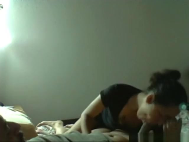 Ponytailed brunette has oral, cowgirl and doggystyle sex on the bed.