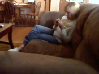 Older golden-haired sucks her plump husbands hard jock.