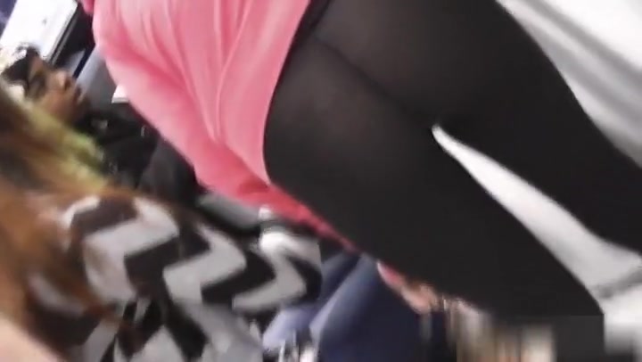Angel Golden-Haired Wearing Transparent Leggings At Car Show