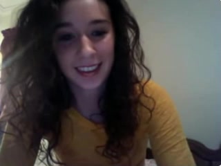 Shy teen gal on webcam